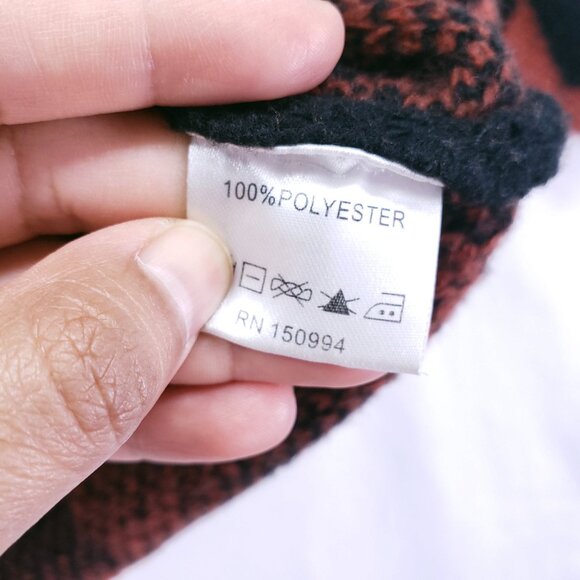 Belle by belldini Orange n Black Diamond Pattern Goth Punk Knit Sweater Size XL - Picture 3 of 16